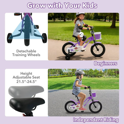 Kids Bike With Training Wheels 12 To 18 Purple