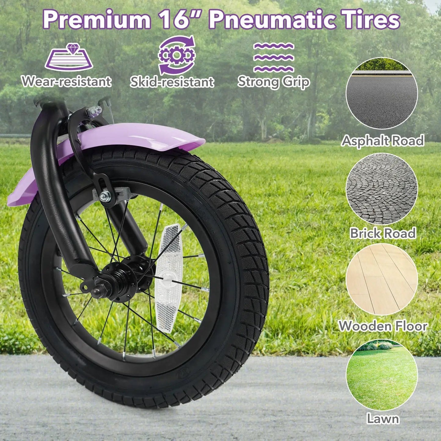 Kids Bike With Training Wheels 12 To 18 Purple