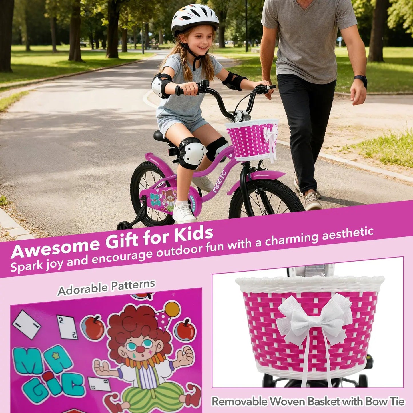 Kids Bike With Training Wheels 12 to 18 Inch Rose