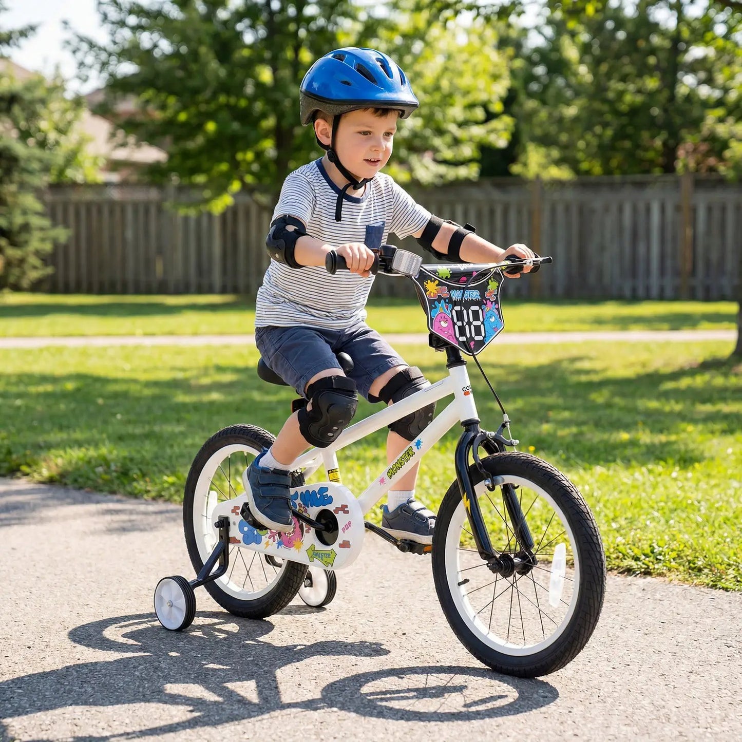 Kids Bike with Training Wheels 12 to 18 White