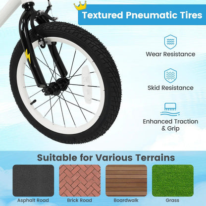 Kids Bike with Training Wheels 12 to 18 White