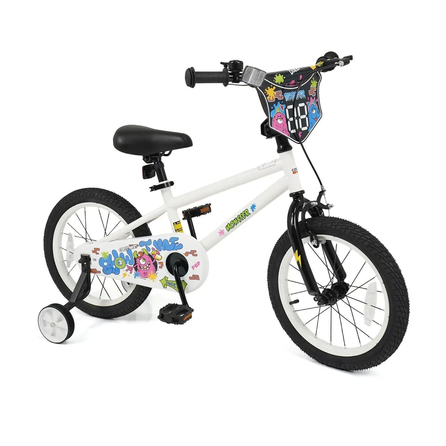 Kids Bike with Training Wheels 12 to 18 White