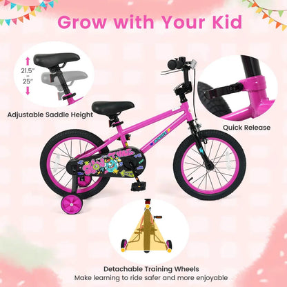 Kids Bike with Training Wheels 12 to 18 Inch Pink