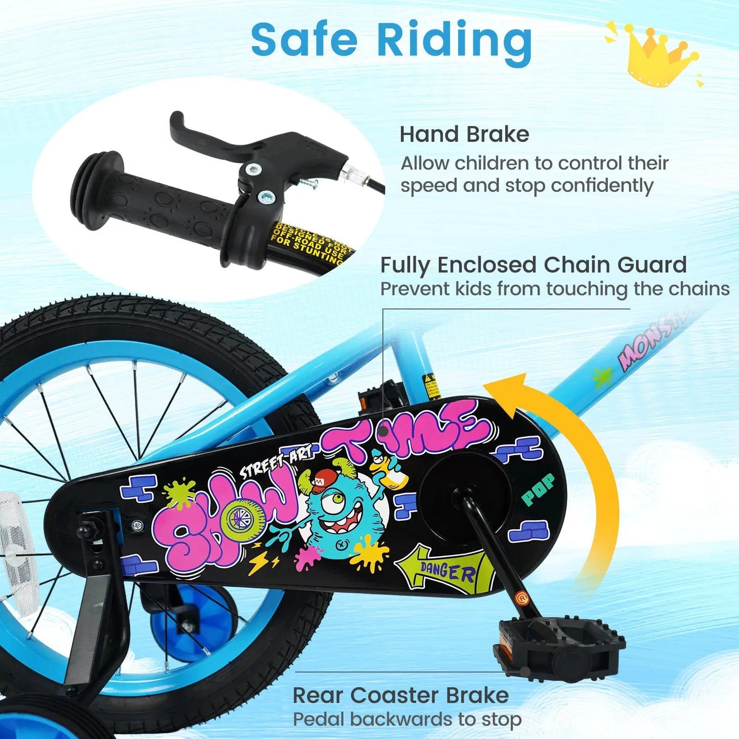 Kids Bike Sixteen Inch Training Wheels For Ages 4