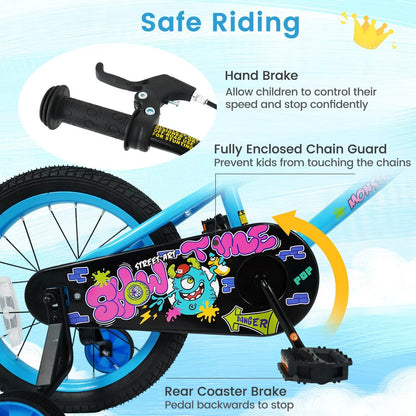 Kids Bike Sixteen Inch Training Wheels For Ages 4