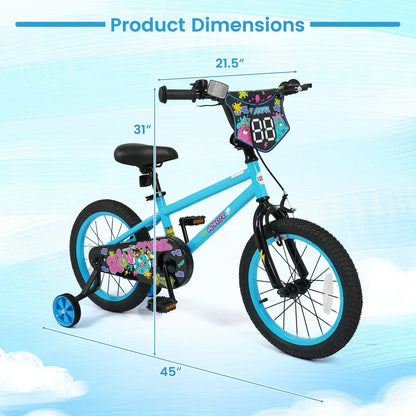 Kids Bike Sixteen Inch Training Wheels For Ages 4
