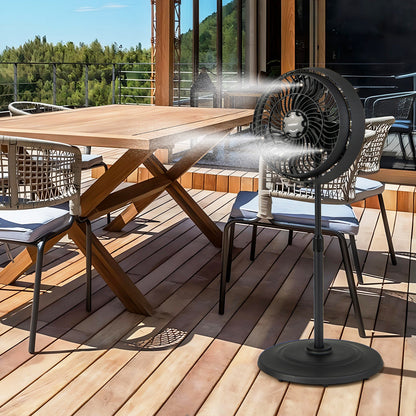 Ventilador de pie oscilante de 16 pulgadas para exteriores con nebulizador y 3 niveles de niebla - Negro