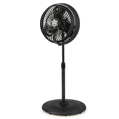 Ventilador de pie oscilante de 16 pulgadas para exteriores con nebulizador y 3 niveles de niebla - Negro