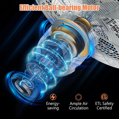 Ventilador de Pedestal Oscilante de 16 Pulgadas con 3 Velocidades y Altura Ajustable - Plateado