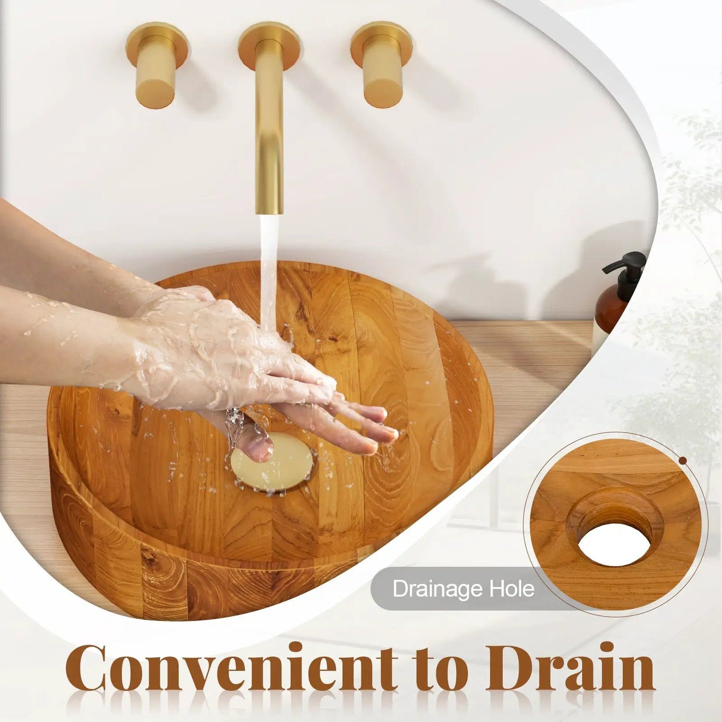 Teak Vessel Sink with 16 Inch Rounded Corners