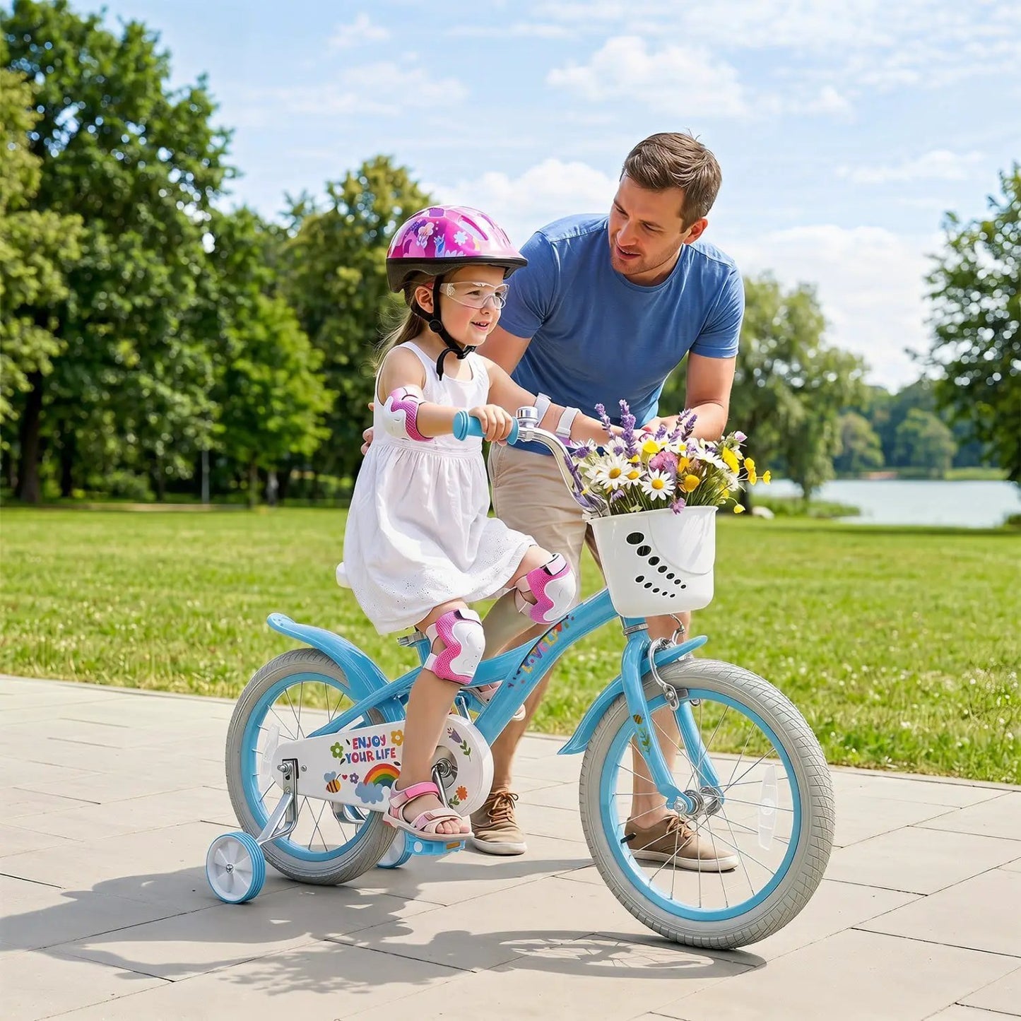 Girls Bike 12-18 Inches Training Wheels Basket