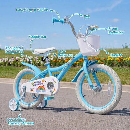 Girls Bike 12-18 Inches Training Wheels Basket