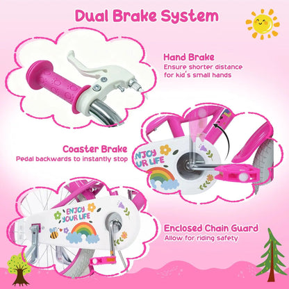 Girls Bike 12 to 18 Inch with Training Wheels