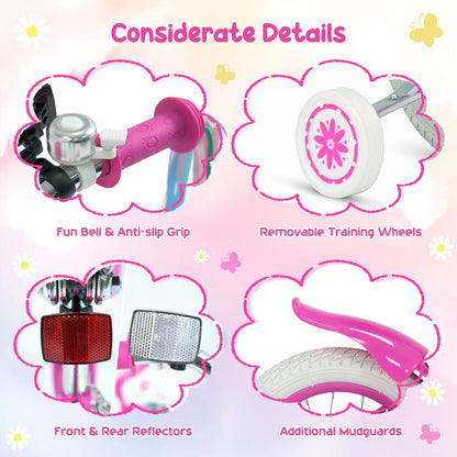 Girls Bike 12-18 Inch with Front Bag for Girls
