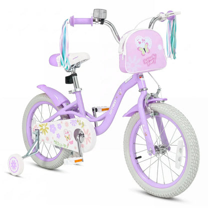 Girls Bike 18 Inch Training Wheels and Front Bag