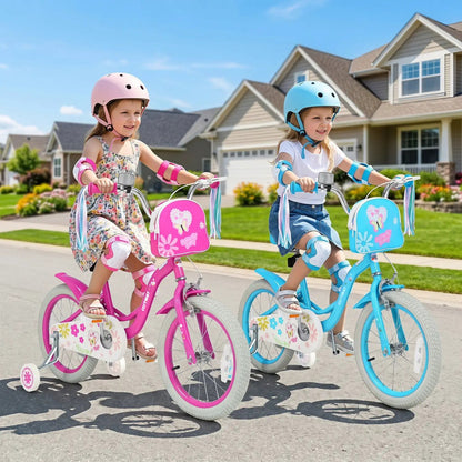 Girls Bike 12-18 With Training Wheels Front Bag