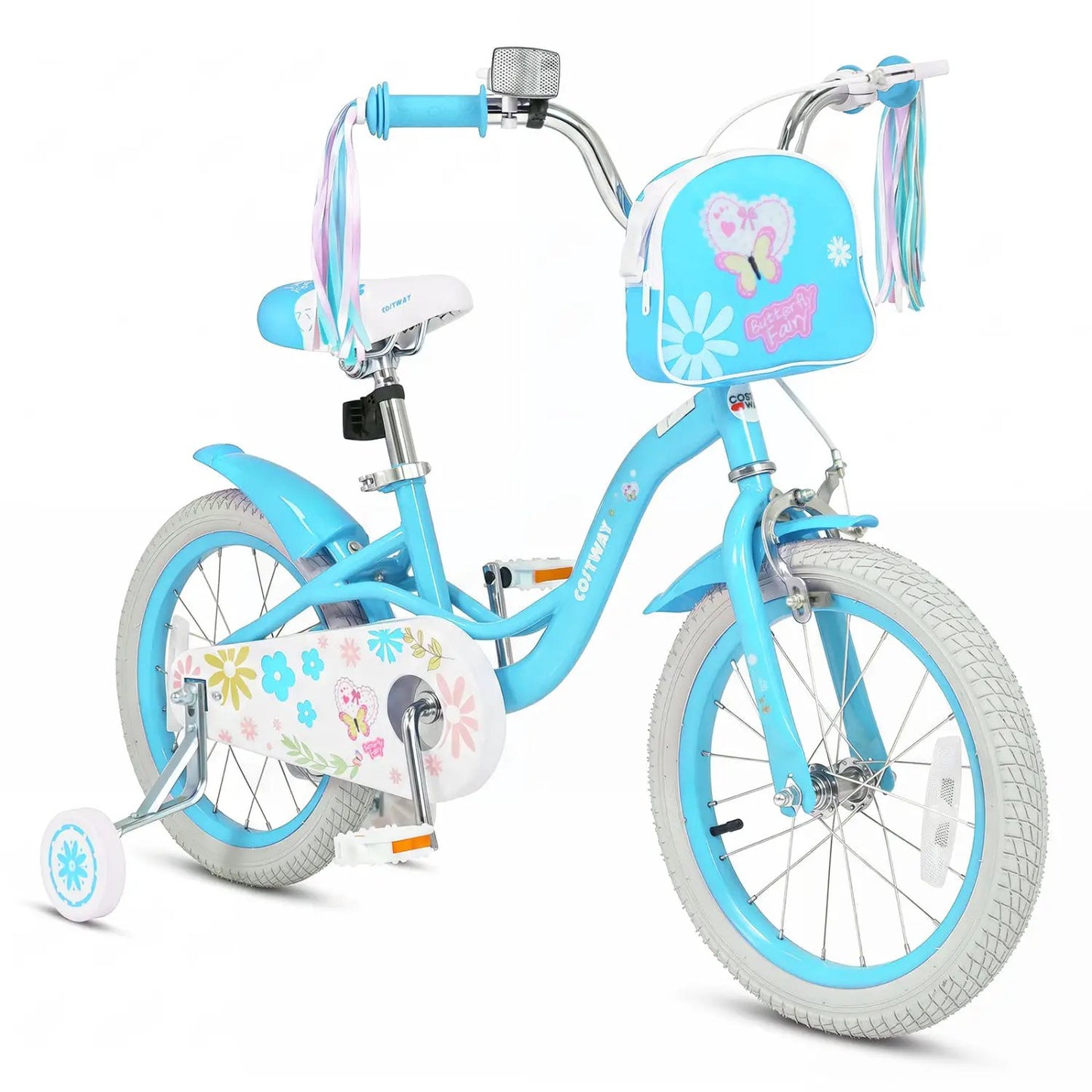Girls Bike 12-18 With Training Wheels Front Bag