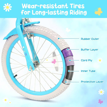 Girls Bike 12-18 With Training Wheels Front Bag