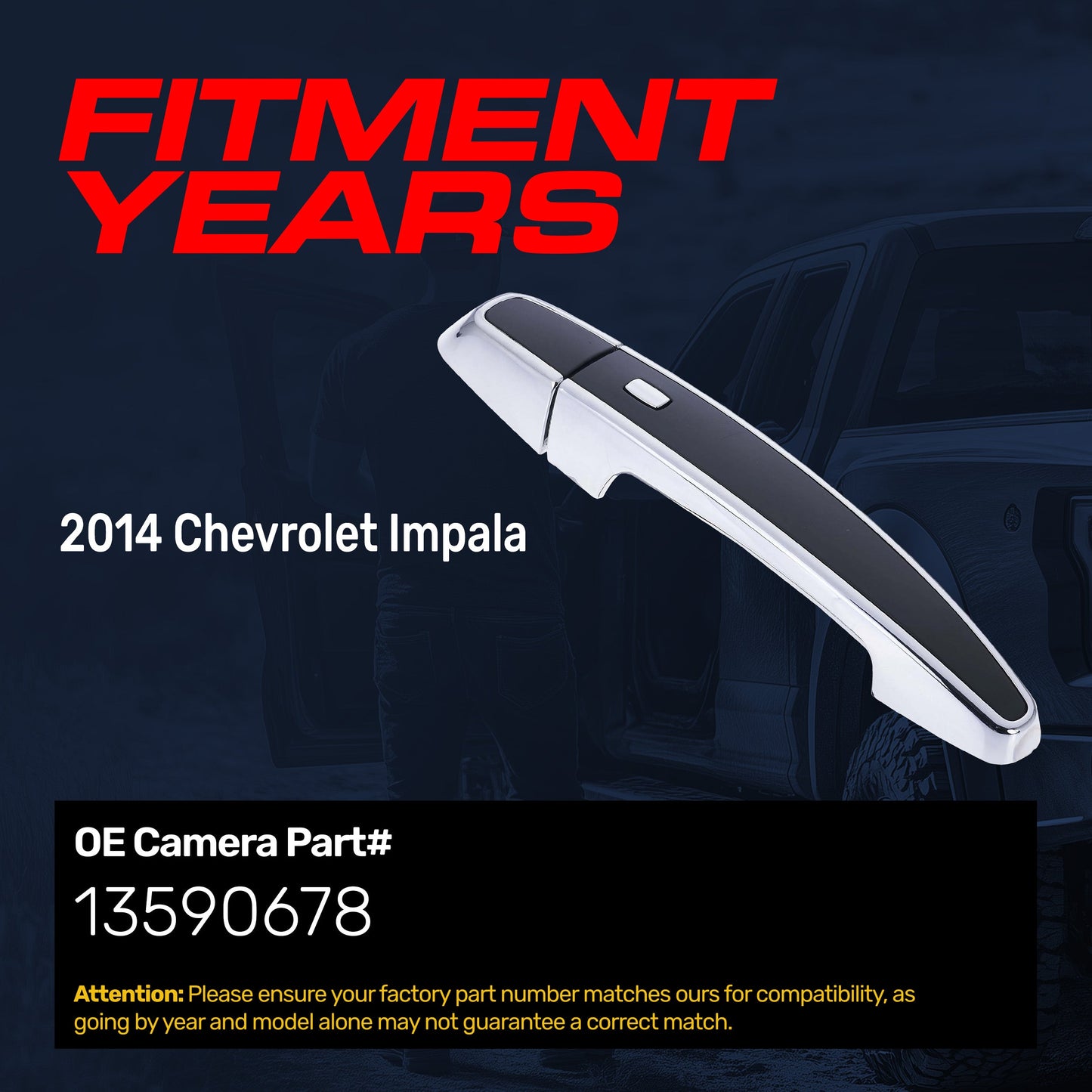 Exterior door handle for 2014 Chevrolet Impala by Master Tailgaters; white center on Tampa Home & Garden Store