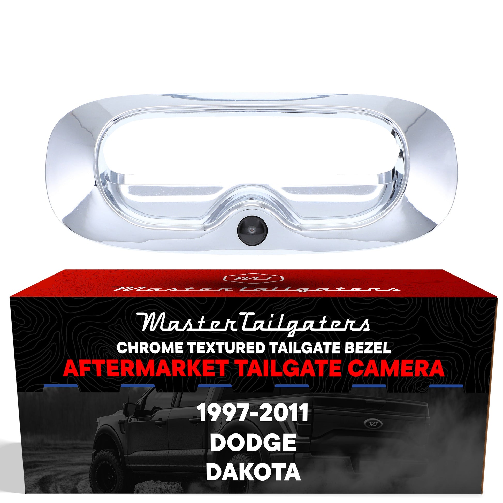 Chrome tailgate bezel with backup camera for Dodge Dakota 1997–2011 by Master Tailgaters on Tampa Home & Garden Store