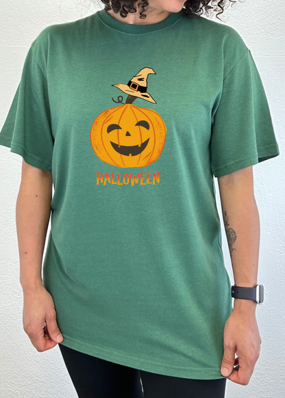 Halloween Pumpkin unisex graphic tee in green bamboo viscose/organic cotton by Spun Bamboo on Tampa Home & Garden Store