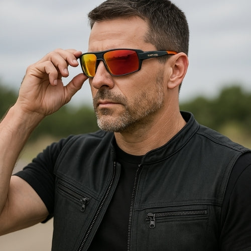Kapvoe polarized sunglasses with orange mirror lenses UV400 by BikerZoneZ on Tampa Home & Garden Store