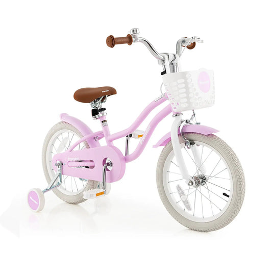 16 inch purple kids bike with front handbrake brown saddle and training wheels by DirectDeals on Tampa Home & Garden Store