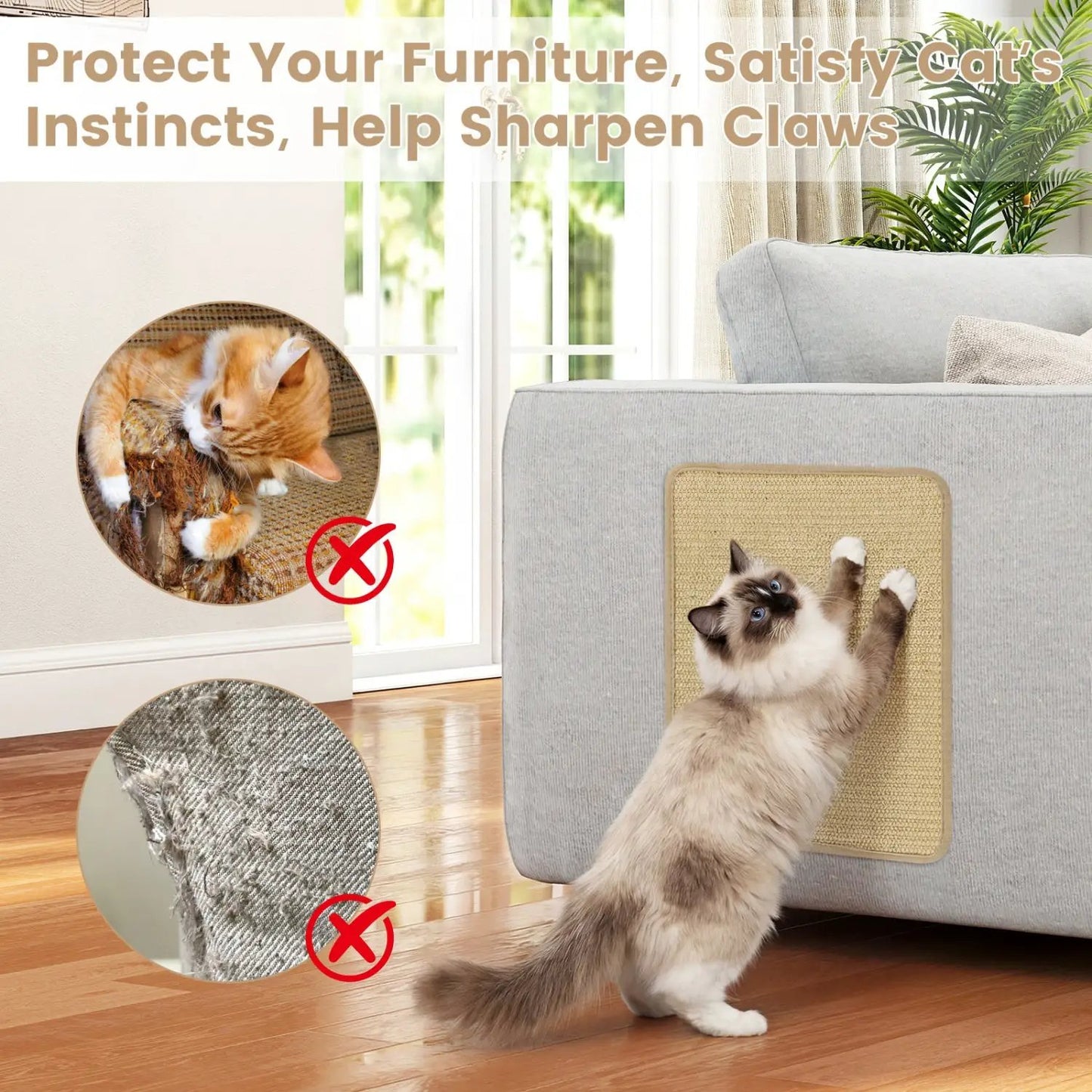 Cat Scratcher Mat Set Six Natural Sisal Protector