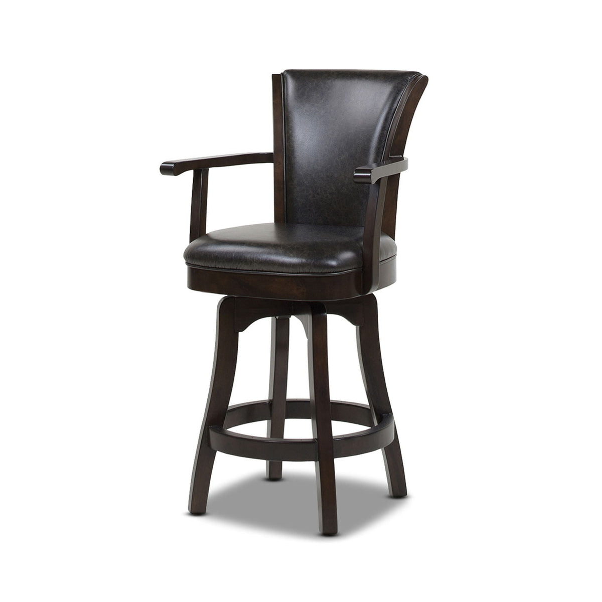 Swivel counter height bar stool with high back and black leather seat HouseOfZazla on Tampa Home & Garden Store