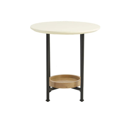 Oval End Table in White and Natural Tone