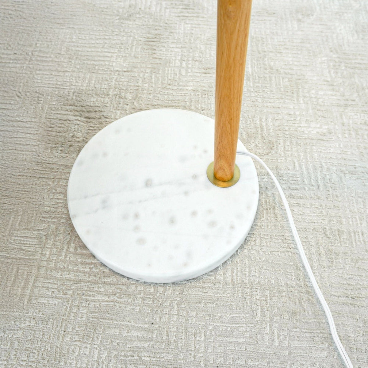 Tall Corner Floor Lamp for Living Room white marble base with natural wood stem HouseOfZazla on Tampa Home & Garden Store