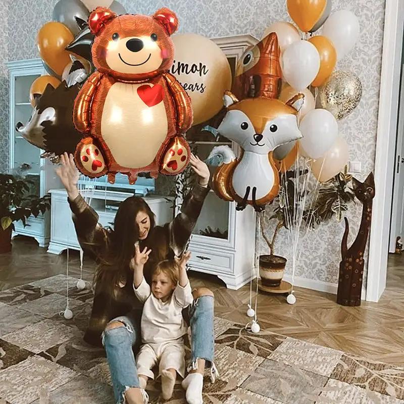 Big Bear foil balloon and fox balloon, large orange bear with red heart for wedding decor on Tampa Home & Garden Store