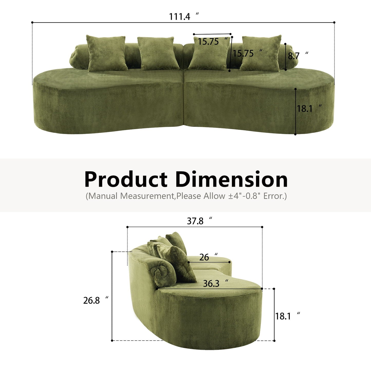 Modern Curved Sofa and the Soft Linen Pillows