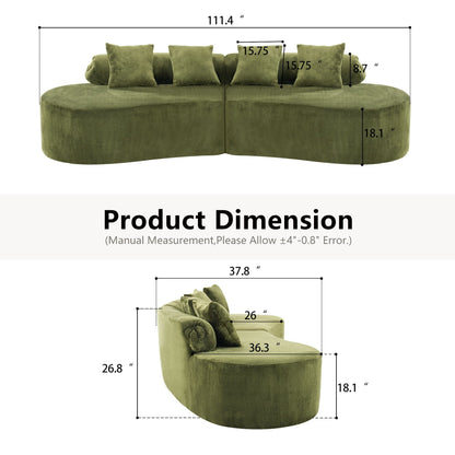 Modern Curved Sofa and the Soft Linen Pillows