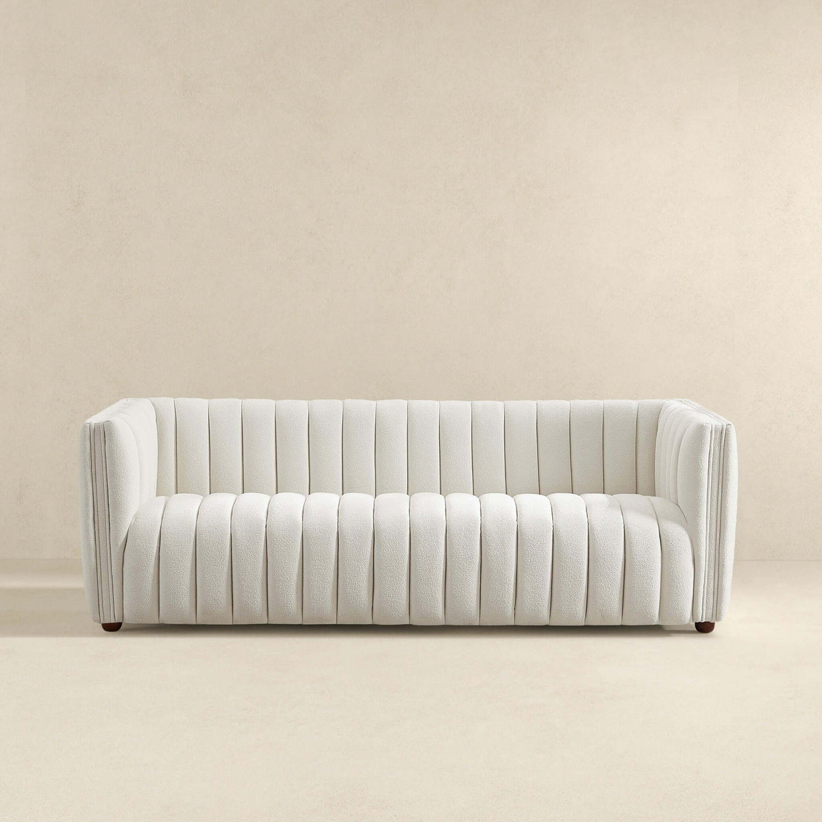 Mid-Century Modern Boucle Couch with Tight Back in beige by HouseOfZazla on Tampa Home & Garden Store