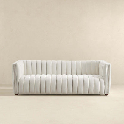 Mid-Century Modern Boucle Couch with Tight Back in beige by HouseOfZazla on Tampa Home & Garden Store