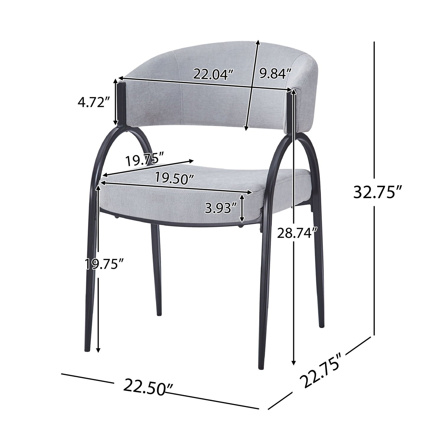 Contemporary upholstered dining chairs with metal legs in grey fabric set of 2 HouseOfZazla on Tampa Home & Garden Store