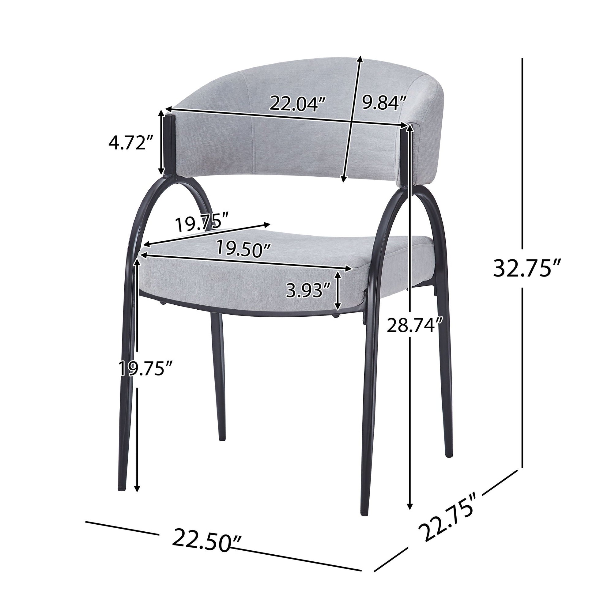 Contemporary upholstered dining chairs with metal legs in grey fabric set of 2 HouseOfZazla on Tampa Home & Garden Store