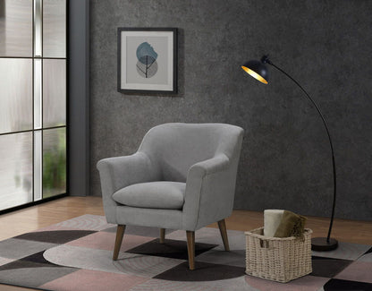 Shelby Woven Fabric and Mid Century Armchair