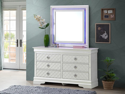 Verona dresser; silver mirrored finish with diamond-front drawers by Unique Piece Furniture on Tampa Home & Garden Store