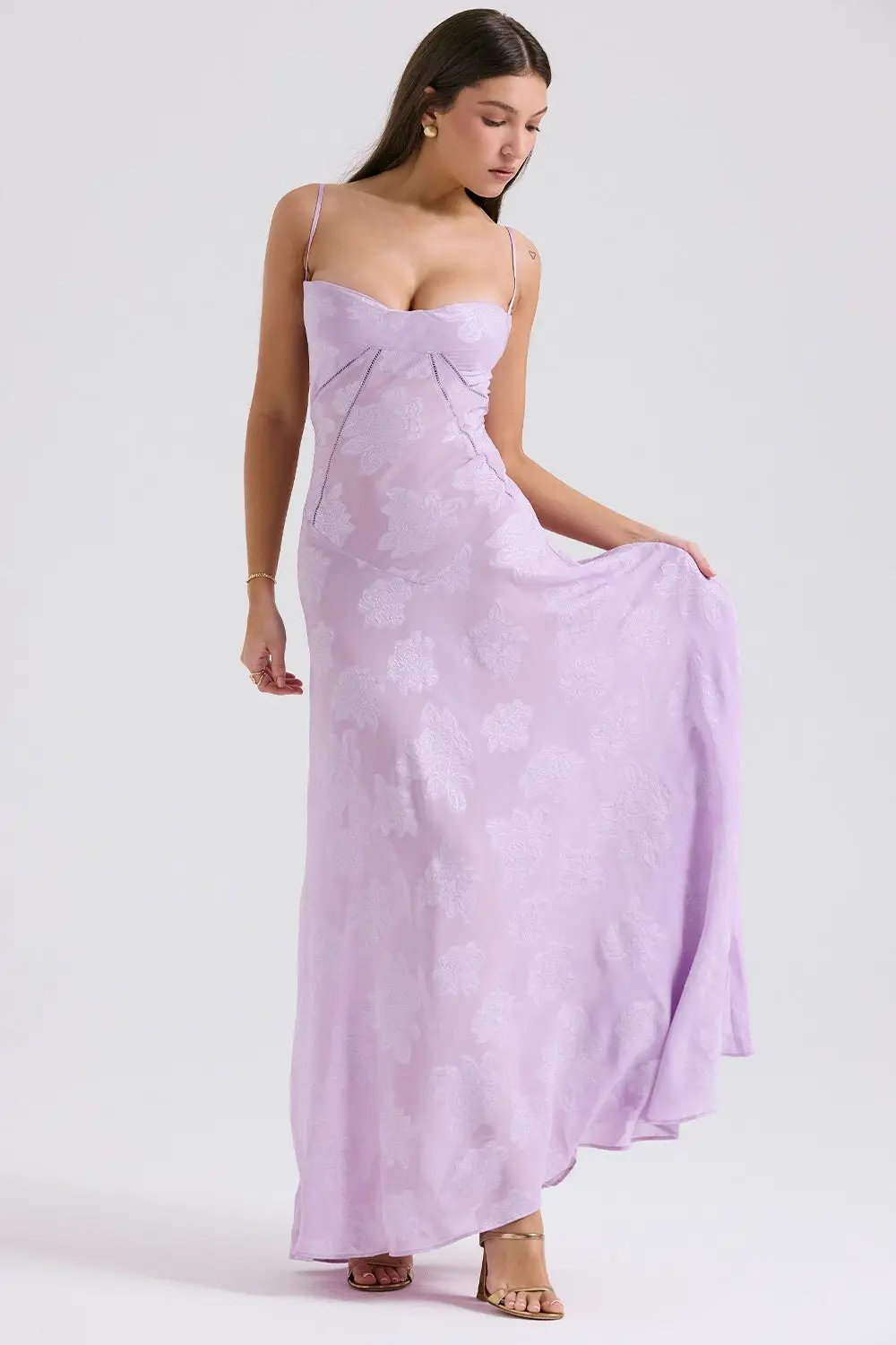 Floral lace suspender dress lilac with spaghetti straps, long maxi by FLIPSTYLEZLLC on Tampa Home & Garden Store