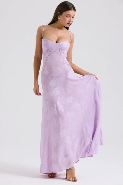 Floral lace suspender dress lilac with spaghetti straps, long maxi by FLIPSTYLEZLLC on Tampa Home & Garden Store