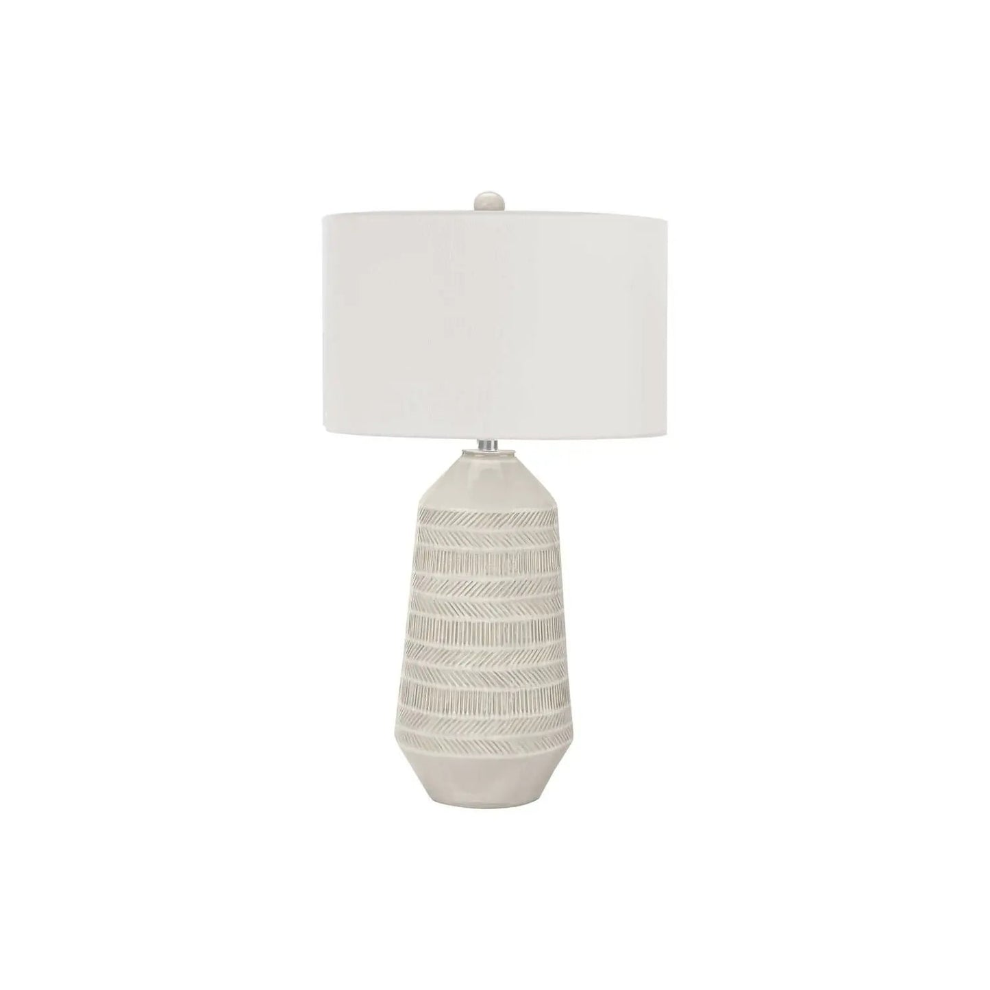 Table lamp ceramic cream with ribbed base and white drum shade Unique Piece Furniture on Tampa Home & Garden Store