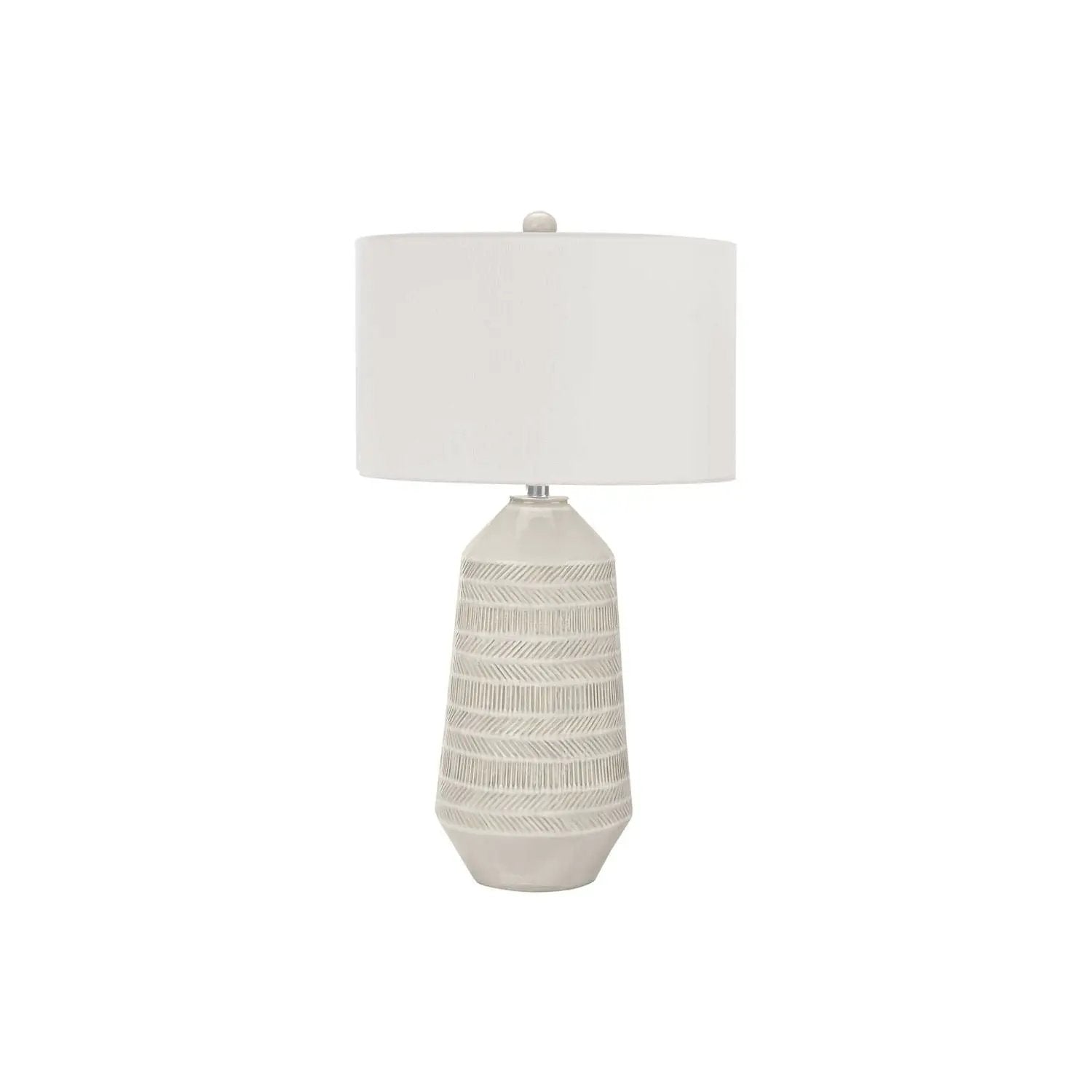 Table lamp ceramic cream with ribbed base and white drum shade Unique Piece Furniture on Tampa Home & Garden Store