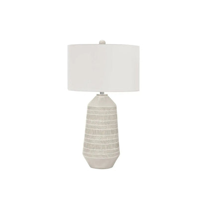 Table lamp ceramic cream with ribbed base and white drum shade Unique Piece Furniture on Tampa Home & Garden Store