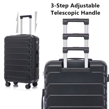 3-piece spinner luggage set black hard-shell with 20/24/28 in sizes, combination lock on Tampa Home & Garden Store
