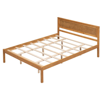 Strong Espresso Wood Platform Bed and Headboard