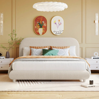 Upholstered Platform Bed With Thick Solid Frame