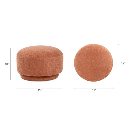 Fuji mushroom footstool ottoman terracotta upholstery; 2-piece: 15x10 cylinder + 15 round on Tampa Home & Garden Store