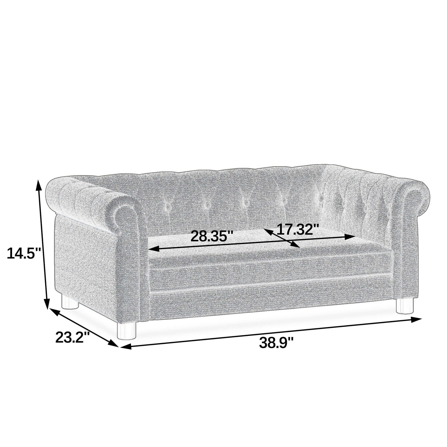 Dog Bed Modern Elegant Rectangle elevated dog sofa in gray fabric by HouseOfZazla for pets on Tampa Home & Garden Store